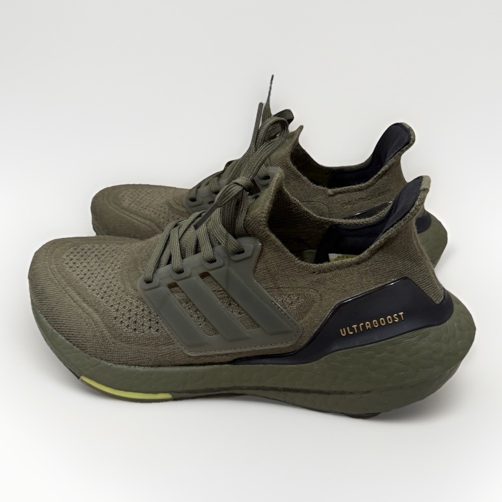 Adidas Mens Ultra Boost 21 Focus Olive Green Sneakers Shoes S23876 Size 6